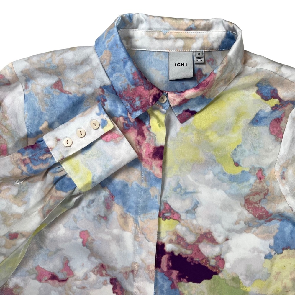 Ichi IHCLOUDY SH Button Down Shirt Women's XS (EU 34) Multicolor Abstract Print